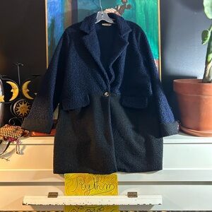 Beyond Capri Elegant Navy and Black Teddy Jacket Large